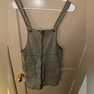 Green Denim Overall Dress